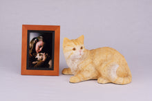 Cream & Light Orange Coat Shorthair Cat Figurine Pet Urn - Funeral.com, Inc.