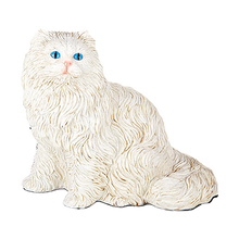 Cream White Longhair Cat Figurine Pet Urn - Funeral.com, Inc.