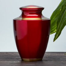 Crimson & Gold Brass High Gloss Metallic Adult Cremation Urn - Funeral.com, Inc.