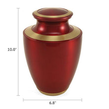 Crimson & Gold Brass High Gloss Metallic Adult Cremation Urn - Funeral.com, Inc.