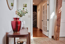 Crimson & Gold Brass High Gloss Metallic Adult Cremation Urn - Funeral.com, Inc.