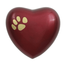 Crimson Heart Paw Print Pet Keepsake Urn - Funeral.com, Inc.