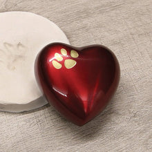 Crimson Heart Paw Print Pet Keepsake Urn - Funeral.com, Inc.