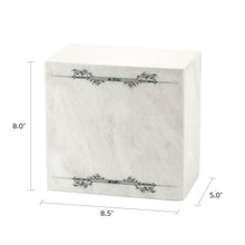 Dark Blue Scroll White Marble Adult Cremation Urn - Funeral.com, Inc.