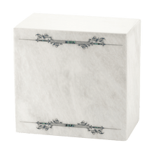 Dark Blue Scroll White Marble Adult Cremation Urn - Funeral.com, Inc.