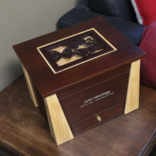 Dark Cherry Bamboo Adult Cremation Urn with Butterfly Design - Funeral.com, Inc.