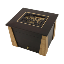 Dark Cherry Bamboo Adult Cremation Urn with Cardinal Design - Funeral.com, Inc.