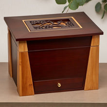 Dark Cherry Bamboo Adult Cremation Urn with Cardinal Design - Funeral.com, Inc.