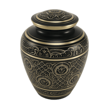 Elite Hand - Engraved Ornate Brass Black Adult Cremation Urn - Funeral.com, Inc.