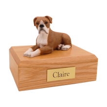 Fawn & White Boxer, Ears Down Lying Down Figurine Pet Cremation Urn - Funeral.com, Inc.