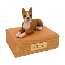 Fawn & White Boxer, Ears Up Lying Down Figurine Pet Cremation Urn - Funeral.com, Inc.
