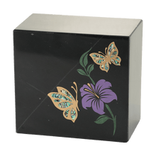 Gold - Accented Butterfly Black Marble Adult Cremation Urn - Funeral.com, Inc.