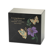 Gold - Accented Butterfly Black Marble Adult Cremation Urn - Funeral.com, Inc.