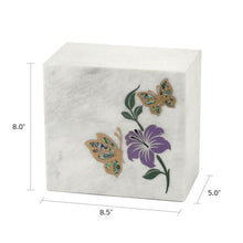 Gold - Accented Butterfly White Marble Adult Cremation Urn - Funeral.com, Inc.