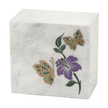 Gold - Accented Butterfly White Marble Adult Cremation Urn - Funeral.com, Inc.