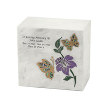 Gold - Accented Butterfly White Marble Adult Cremation Urn - Funeral.com, Inc.