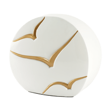 Gold Bird Textured Glossy White Ceramic Adult Cremation Urn - Funeral.com, Inc.