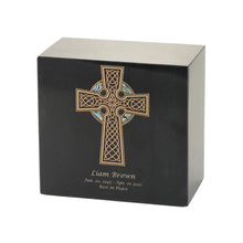Gold Celtic Cross Black Marble Adult Cremation Urn - Funeral.com, Inc.