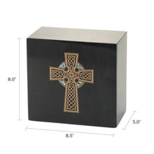 Gold Celtic Cross Black Marble Adult Cremation Urn - Funeral.com, Inc.