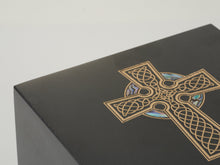 Gold Celtic Cross Black Marble Adult Cremation Urn - Funeral.com, Inc.