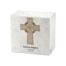 Gold Celtic Cross White Marble Adult Cremation Urn - Funeral.com, Inc.