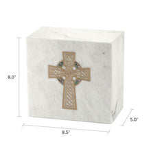 Gold Celtic Cross White Marble Adult Cremation Urn - Funeral.com, Inc.