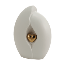 Gold Heart White Ceramic Adult Cremation Urn - Funeral.com, Inc.