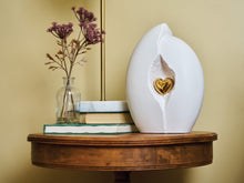 Gold Heart White Ceramic Adult Cremation Urn - Funeral.com, Inc.