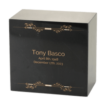 Gold Scroll Black Marble Adult Cremation Urn - Funeral.com, Inc.
