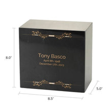 Gold Scroll Black Marble Adult Cremation Urn - Funeral.com, Inc.