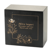 Gold Wildflower Black Marble Adult Cremation Urn - Funeral.com, Inc.