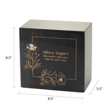 Gold Wildflower Black Marble Adult Cremation Urn - Funeral.com, Inc.