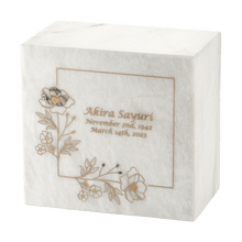 Gold Wildflower White Marble Adult Cremation Urn - Funeral.com, Inc.