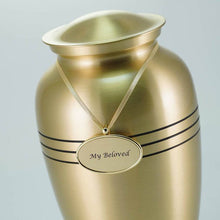 Golden Alloy Oval Memorial Pendant with Glossy Edge - Funeral.com, Inc.