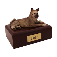 Gray Akita, Lying Down Figurine Pet Cremation Urn - Funeral.com, Inc.