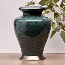 Gray Marble Aluminum Adult Cremation Urn with Brass Accents - Funeral.com, Inc.