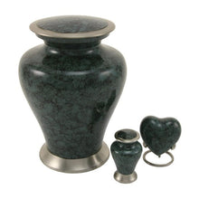 Gray Marble Aluminum Adult Cremation Urn with Brass Accents - Funeral.com, Inc.