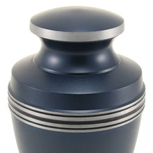 Grecian Blue Matte Finish and Accent Bands Adult Cremation Urn - Funeral.com, Inc.