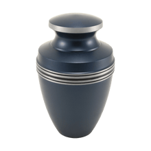 Grecian Blue Matte Finish and Accent Bands Adult Cremation Urn - Funeral.com, Inc.