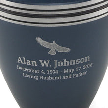 Grecian Blue Matte Finish and Accent Bands Adult Cremation Urn - Funeral.com, Inc.
