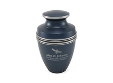 Grecian Blue Matte Finish and Accent Bands Adult Cremation Urn - Funeral.com, Inc.