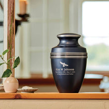Grecian Blue Matte Finish and Accent Bands Adult Cremation Urn - Funeral.com, Inc.