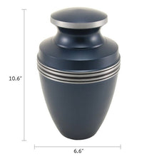 Grecian Blue Matte Finish and Accent Bands Adult Cremation Urn - Funeral.com, Inc.