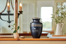 Grecian Blue Matte Finish and Accent Bands Adult Cremation Urn - Funeral.com, Inc.