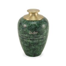 Green Alloy Large Pet Urn with High Marble Gloss Design - Funeral.com, Inc.