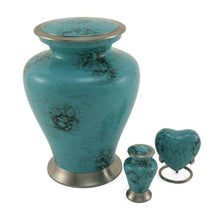 Hand - Painted Teal Blue Swirling Marble Adult Cremation Urn - Funeral.com, Inc.
