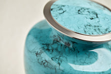 Hand - Painted Teal Blue Swirling Marble Adult Cremation Urn - Funeral.com, Inc.