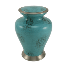 Hand - Painted Teal Blue Swirling Marble Adult Cremation Urn - Funeral.com, Inc.