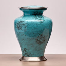 Hand - Painted Teal Blue Swirling Marble Adult Cremation Urn - Funeral.com, Inc.
