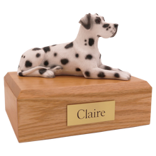 Harlequin Great Dane, Ears Down Figurine Pet Cremation Urn - Funeral.com, Inc.